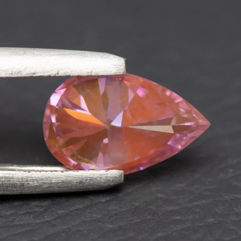 Moissanite Pear Cut Sakura Pink Colored Diy Charms Jewelry Making Materials Pass Diamond Tester with GRA Certificate