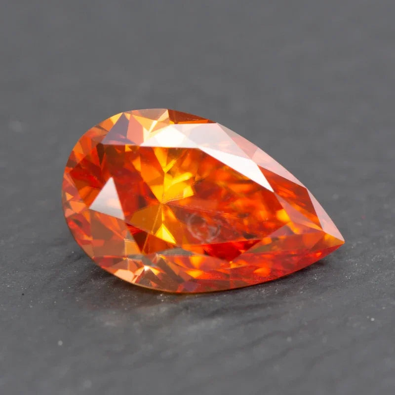 Moissanite Stone Pear Cut Orange Colored Lab Grown Gemstone DIY Charms Jewelry Materials Pass Diamond Tester with GRA Report