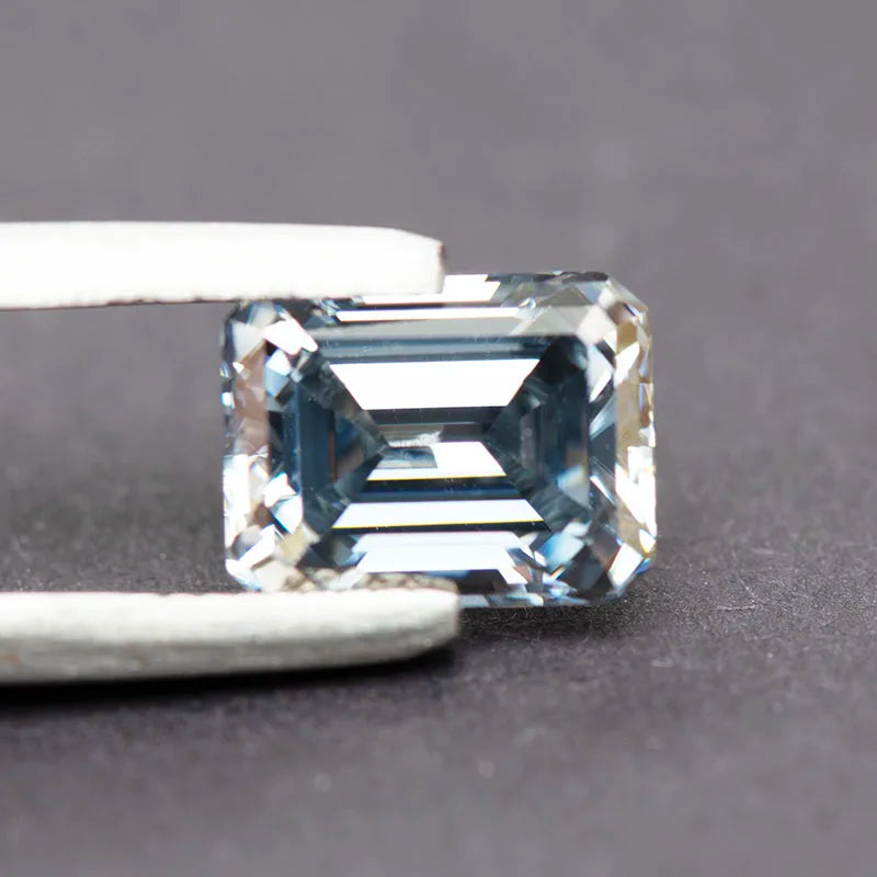Wholesale Moissanite Emerald Cut Gray Color Gemstone Lab Grown Diamond for Charms Jewelry Making with GRA Certificate