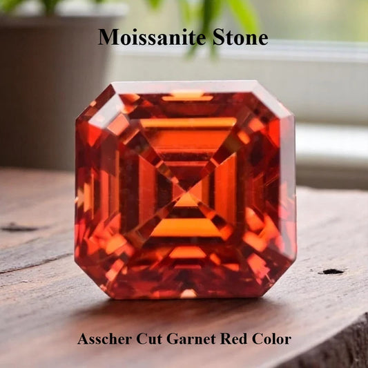 Wholesale Moissanite Stone Asscher Cut Garnet Red Color Charms for Jewelry Making DIY Ring Necklace Earrings Main Materials Cert
