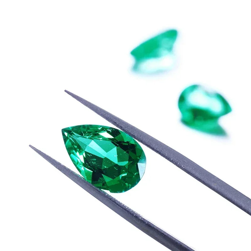 Lab Grown Colombia Emerald Pear Shape Charms Green Gemstone for Diy Fine Jewelry Making Materials Selectable AGL Certificate