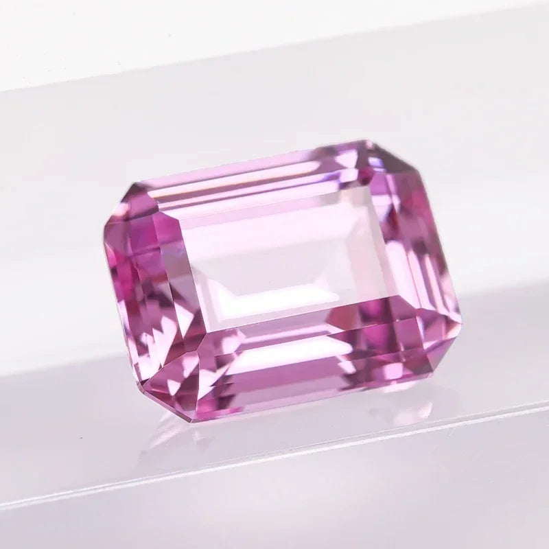 Lab Grown Sapphire Emerald Cut Pink Color  with Certificate for DIY Charms Jewelry Making Materials Factory Wholesale Price
