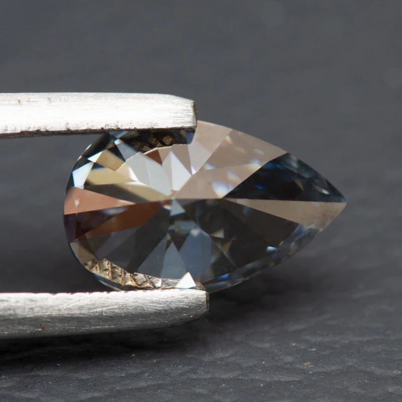 Moissanite Pear Cut Gray Color Lab Diamond Diy Charms Advanced Jewelry Ring Earring Lab Grown Gemstone with GRA Certificate