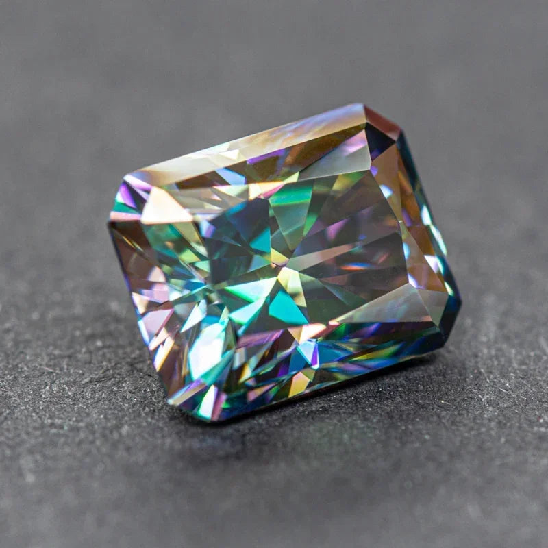 Moissanite Stone Radiant Cut Rainbow Green Color for Jewel Making DIY Ring Necklace Earrings Main Materials with GRA Certificate