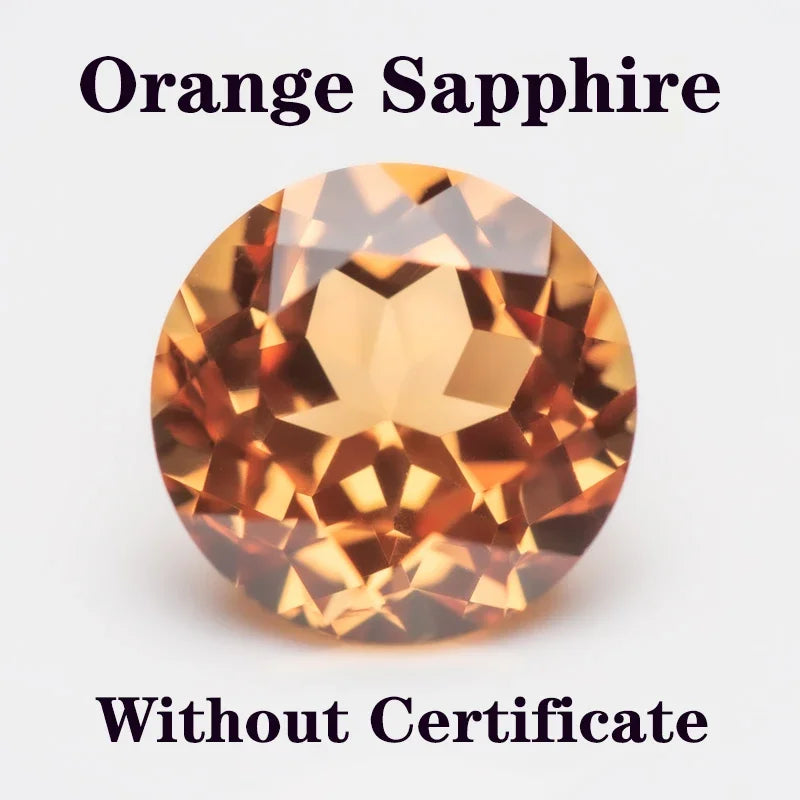 Lab Grown Sapphire Orange Color Round Shape Extremely Shiny Quality DIY Ring Necklace Earrings Main Materials AGL Certificate