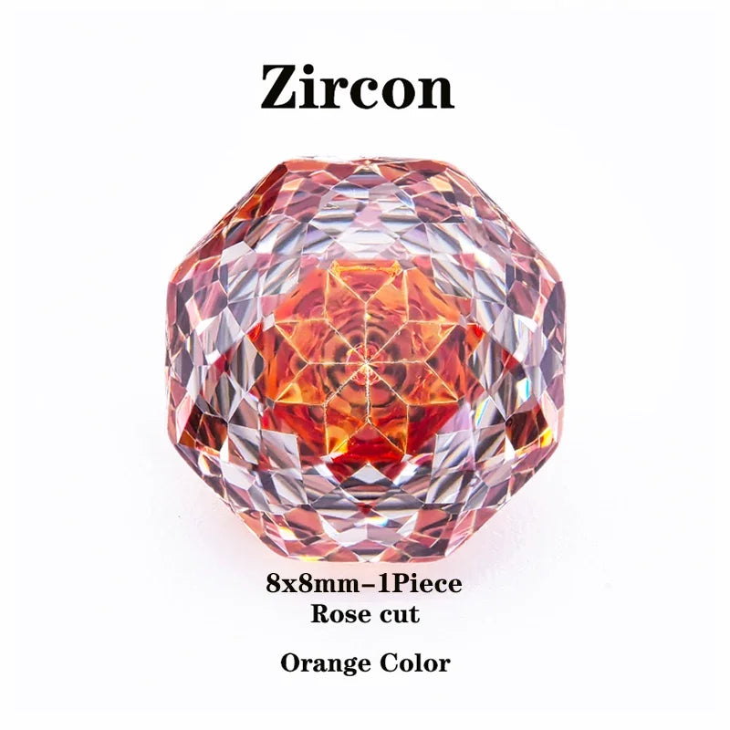 Cubic Zirconia Rose Cut Orange Color Charms Gemstone Bead DIY Advanced Jewelry Rings Earrings Making Factory Wholesale