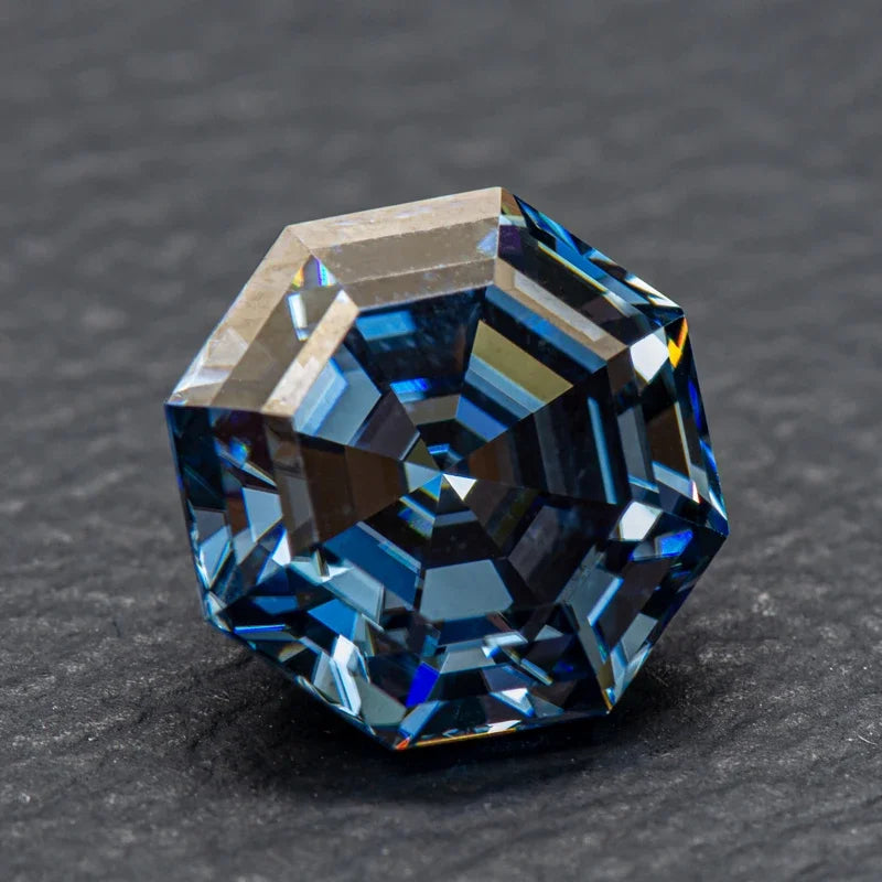 Moissanite Stone Octagonal cutting Royal Blue Primary Colors Lab Grown Gemstones with GRA Certificate Jewelry Making Materials