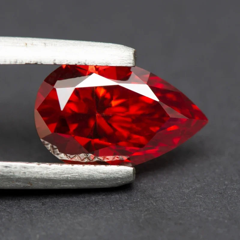 Moissanite Stone Pear Cut Garnet Colored Gemstone Lab Grown Diamond Charms Diy Advanced Jewelry Making with GRA Certificate