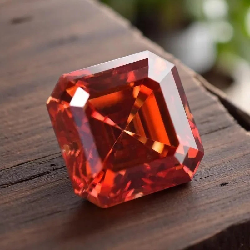 Wholesale Moissanite Stone Asscher Cut Garnet Red Color Charms for Jewelry Making DIY Ring Necklace Earrings Main Materials Cert