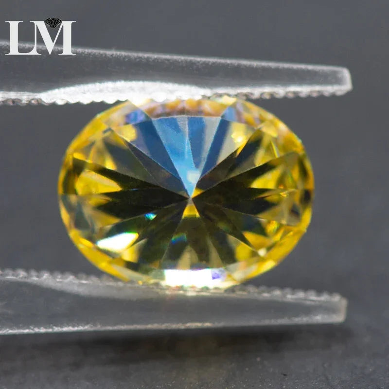 Moissanite Loose Diamond Oval Cut Lemon Yellow Color Lab Grow Gemstone Jewelry Making Materials Comes with GRA Certificate