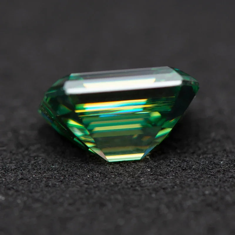Moissanite Emerald Cut Primary Color Yellow Green Gemstone Lab Grown Diamond Diy Jewelry Making with GRA Certificate