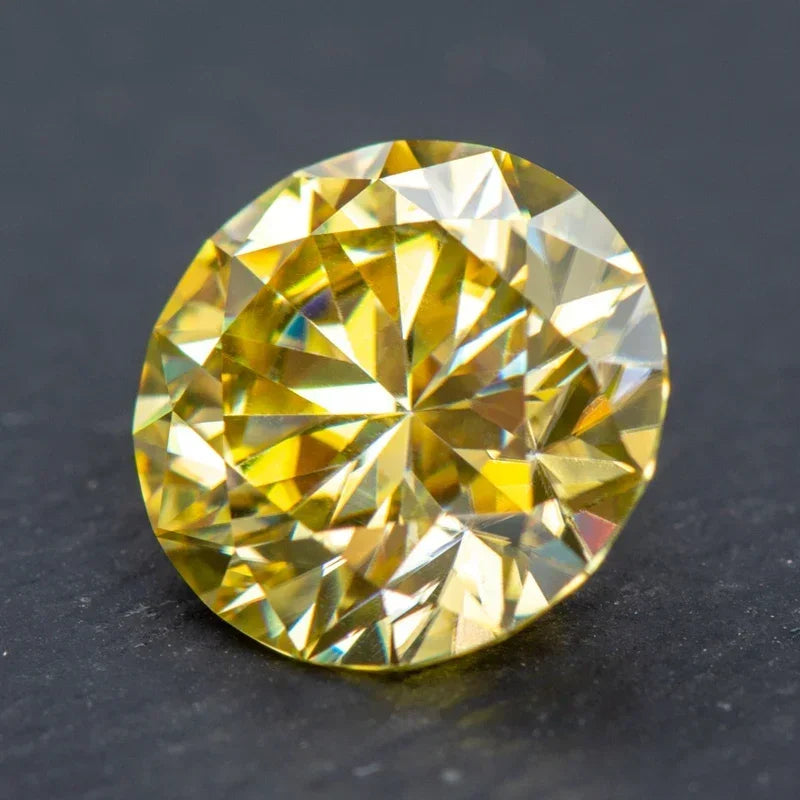 Moissanite Vivi Yellow Colored Round Cut VVS1 Pass Diamond Tester loose stone Jewelry Making Comes with GRA Certificate