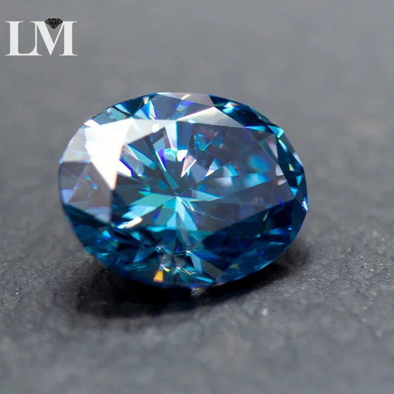 Moissanite Loose Stone Sapphire Blue Oval Cut Synthetic Lab Grown Diamond Gemstone Jewelry Making Materials with GRA Certificate