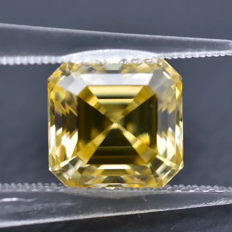 Wholesale Moissanite Stone Asscher Cut Lemon Yellow Color for Charms Jewelry Making DIY Ring Necklace Earrings Main Materials Ce