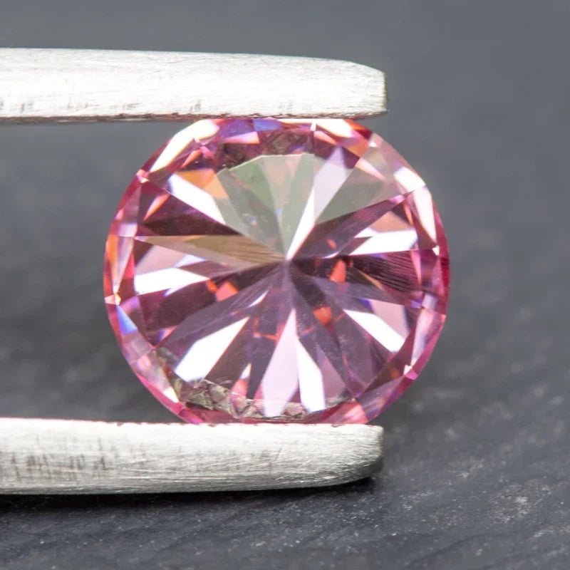 Moissanite Pink Color Round Shape 8 Hearts 8 Arrows Cutting VVS1 Loose Stone Wholesale Jewelry Making with GRA Certificate