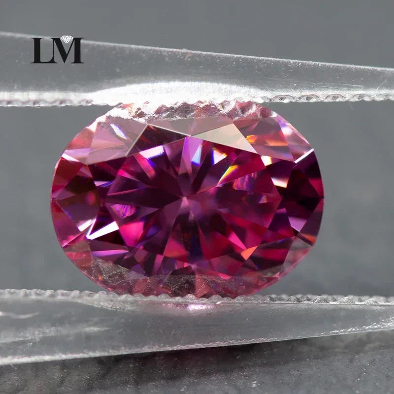 Moissanite Stone Oval Cut Pink Color Lab Created Heat Diamond Gemstone Jewelry Making Materials Comes with GRA Certificate