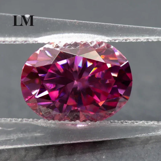 Moissanite Stone Oval Cut Pink Color Lab Created Heat Diamond Gemstone Jewelry Making Materials Comes with GRA Certificate