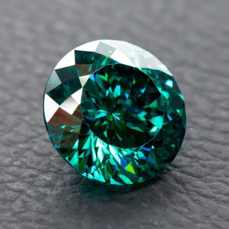 Moissanite Stones 100 Faces Cut Emerald Green Primary Colors Round Shape with GRA Certificate DIY Jewelry Making Materials
