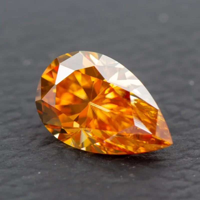 Moissanite Pear Cut Champagne Colored diy charms Jewelry Making Pass Diamond Tester with GRA Certificate Wholesale Price