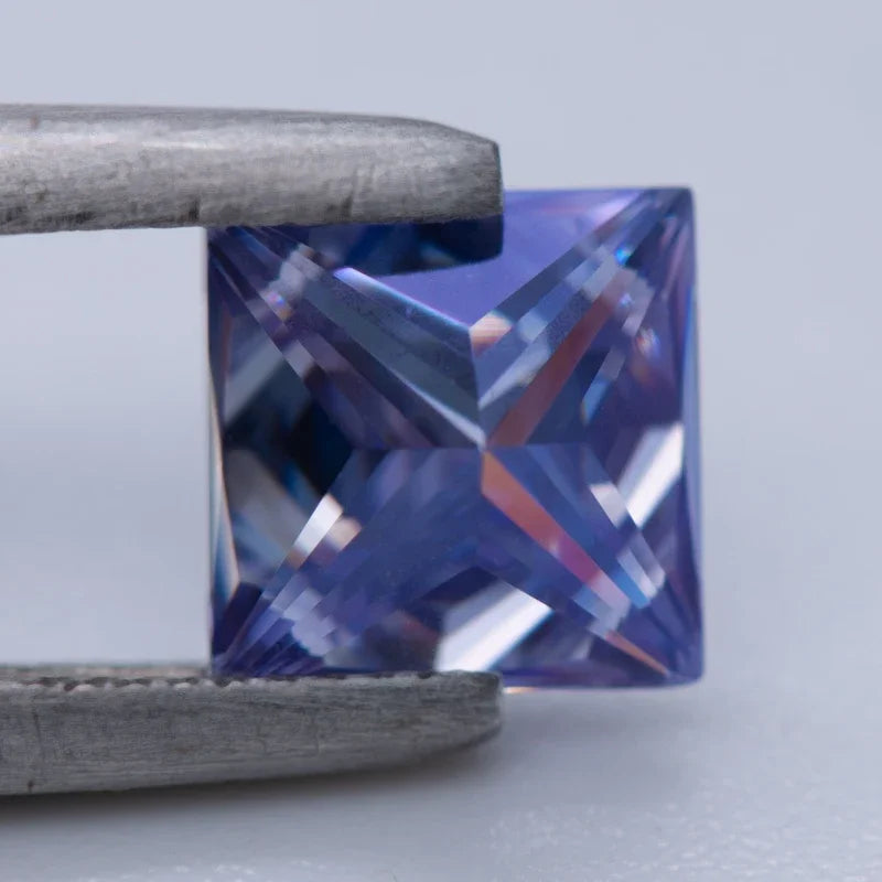 Moissanite Gemstone Princess Cut Lavender color Lab Grown Diamond Advanced Jewelry Making Materials with GRA Certificate