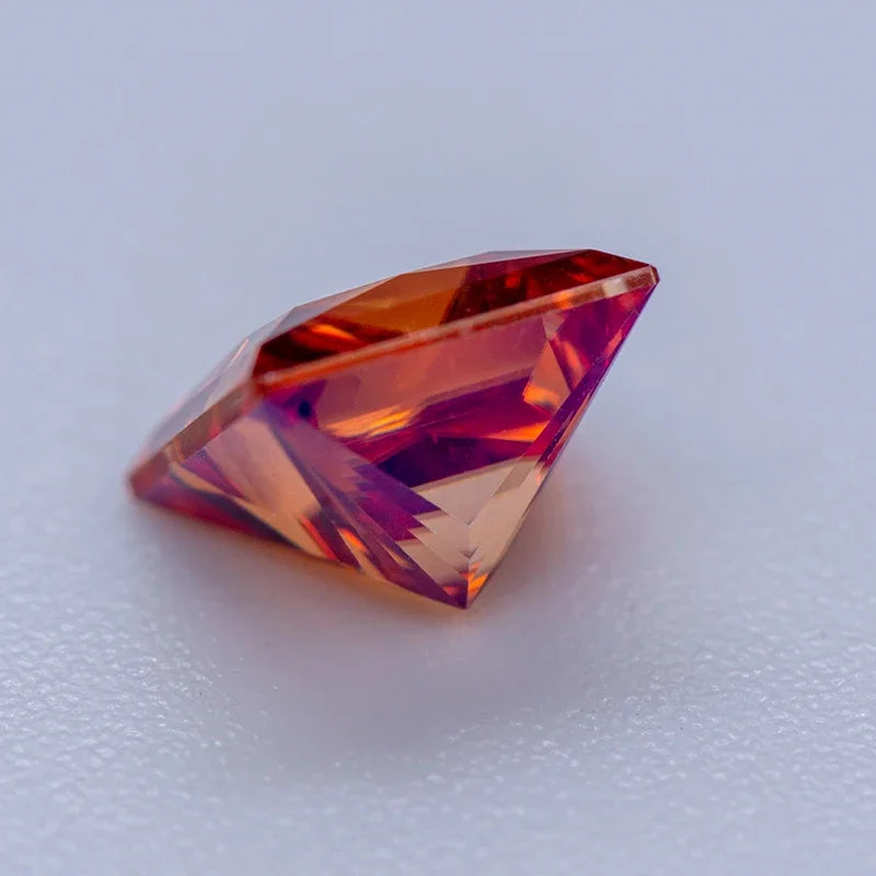 Moissanite Gemstone Princess Cut Garnet color Lab Grown Diamond Advanced Jewelry Making Materials with GRA Certificate