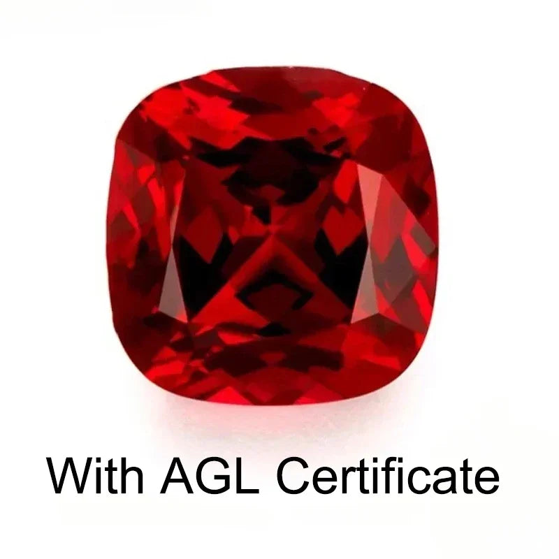 Lab Grown Ruby Square Cushion Shape Pigeon Blood Red VVS1 Selectable AGL Certificate Gemstone for Diy Jewelry Making Materials