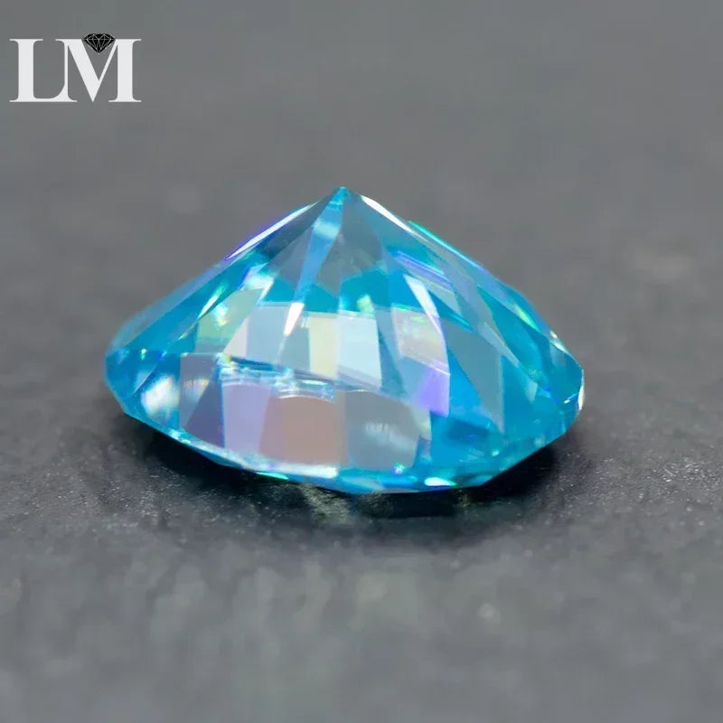 Moissanite Stone Oval Cut Sea Blue Colour Lab Grown Diamond DIY Ring Necklace Earrings Main Materials Comes with GRA Certificate