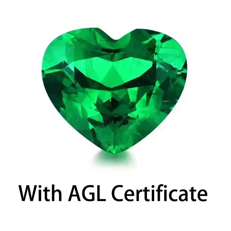 Lab Grown Colombia Emerald Green Color Heart Shape Gemstone for Diy Jewelry Earrings Making Material Selectable AGL Certificate