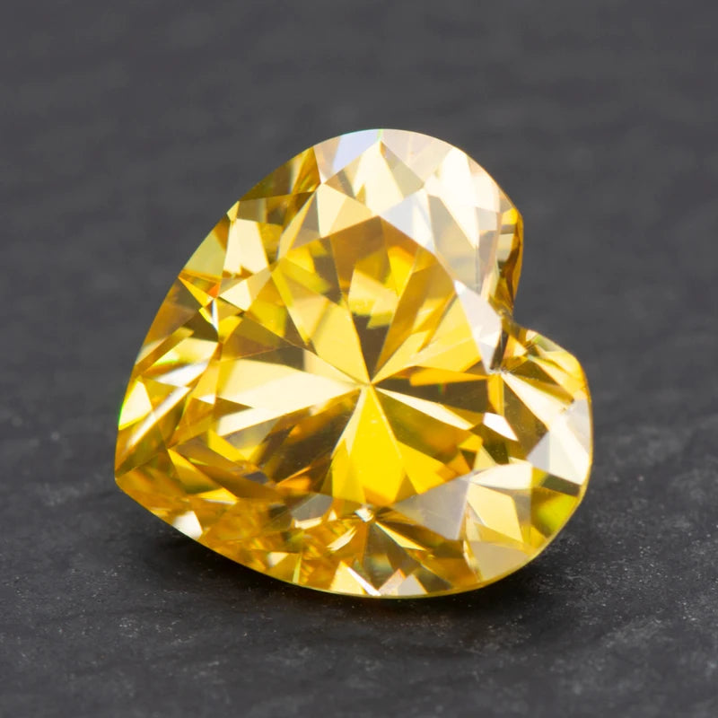 Moissanite Loose Stone Golden Yellow Color Heart Cut Lab Grown Diamond Advanced Jewelry Making Materials With GRA Certificate