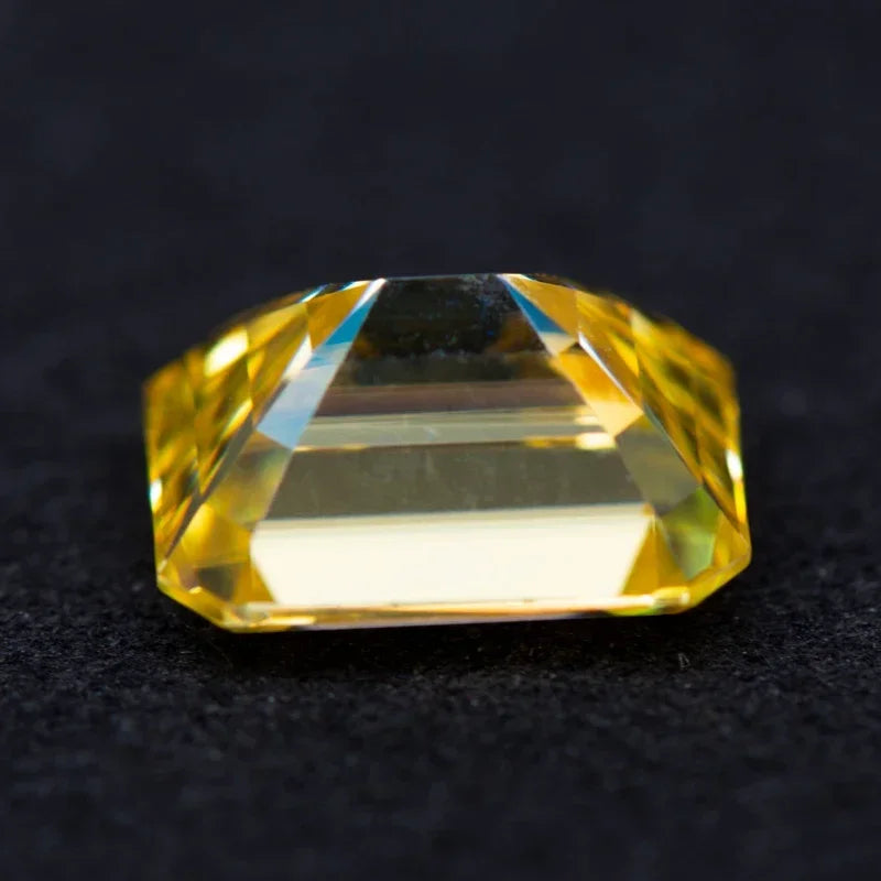 Moissanite  Lemon Yellow Color  Emerald Cut Gem Lab Grown Diamond   Charms DIY Ring Necklace Earrings Materials with GRA Report