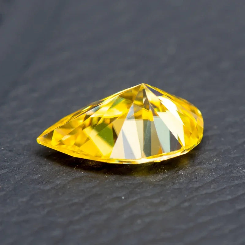 Moissanite Pear Cut Lemon Yellow Colored Pass Diamond Tester Diy Charms Advanced Jewelry Making Materials with GRA Report
