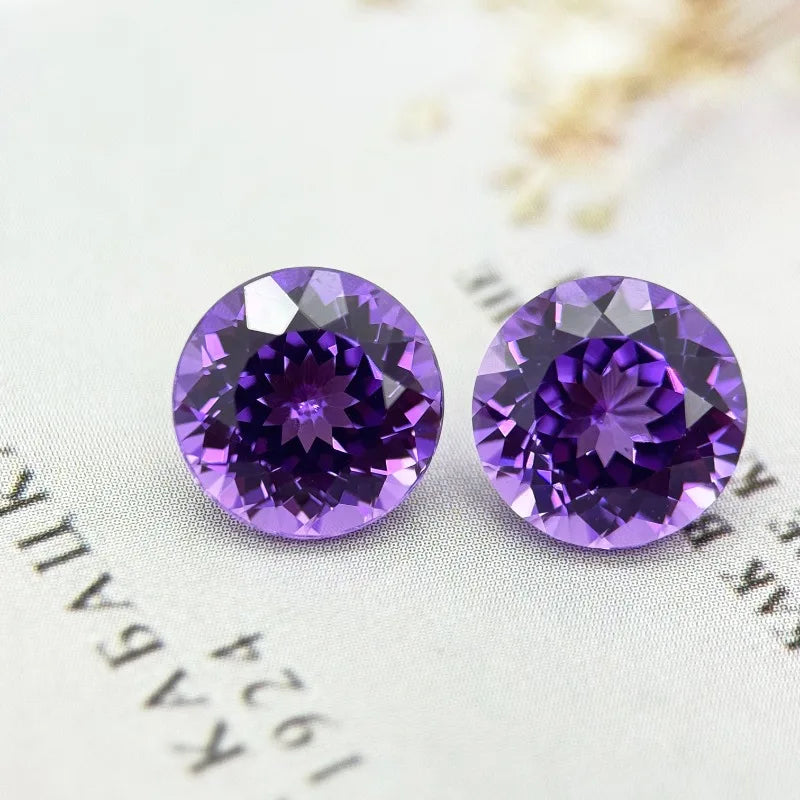 Lab Grown Sapphire Round Shape Purple Blue Color Top Quality Charm Beads for Diy Jewelry Making Rings Selectable AGL Certificate