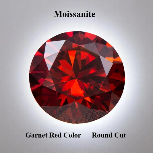 Moissanite Garnet Red Colored Round Cut Charm Gemstone Lab Grown Diamond for DIY Jewelry Making Materials with GRA Certificate