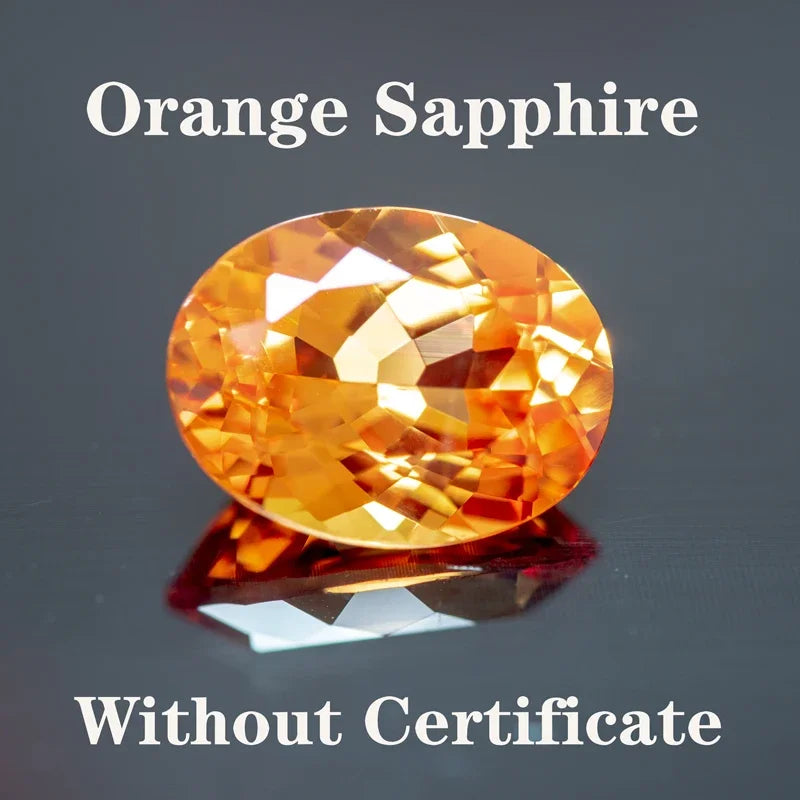 Lab Grown Sapphire Oval Shape Orange Color Extremely Shiny Quality DIY Charms Ring Necklace Earrings Main Materials Certificate