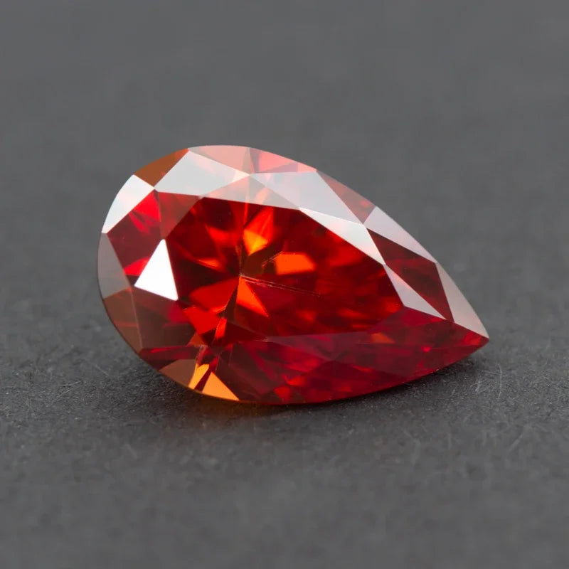 Moissanite Stone Pear Cut Garnet Colored Gemstone Lab Grown Diamond Charms Diy Advanced Jewelry Making with GRA Certificate