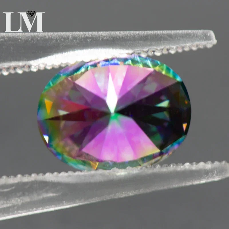Moissanite Loose Diamond Rainbow Green Color Oval Cut Lab Grown Gemstone Jewelry Making Materials Comes with GRA Certificate