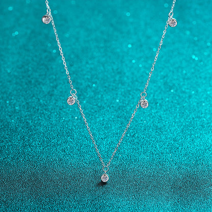 925 Sterling Silver Necklace Moissanite Starry Sky Collarbone Chain PT950 Gold Plated Neck Chain Manufacturer In Stock Wholesale