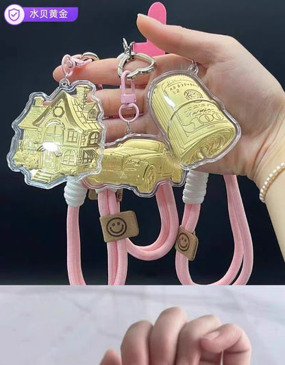 Car, house, money, gold mobile phone stickers, bag keychains, pure gold pendants, birthday gifts, gifts for girls, souvenirs