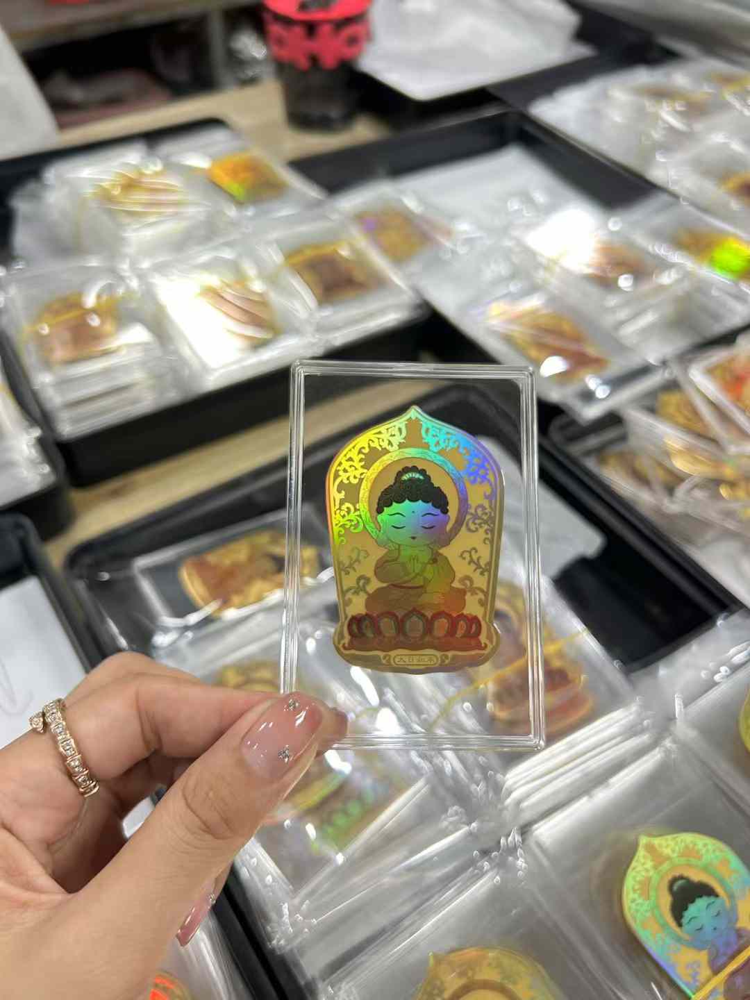 Gold phone sticker with Mahasthamaprapta Bodhisattva [Guardian of the Horse]