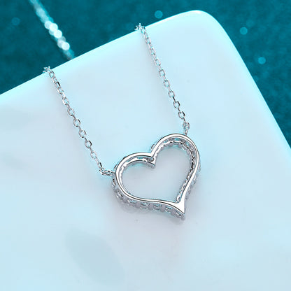 S925 Sterling Silver Plated PT950 Gold Heart Pendant Trendy Necklace Women's Pendant Accessories Wholesale Direct Supply from Manufacturer