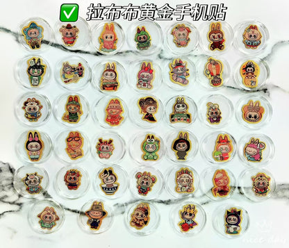 Gold zodiac monkey mobile phone sticker Labubu