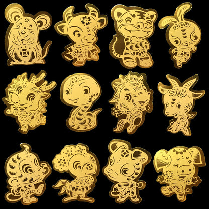 Gold phone sticker with the Chinese Zodiac Tige