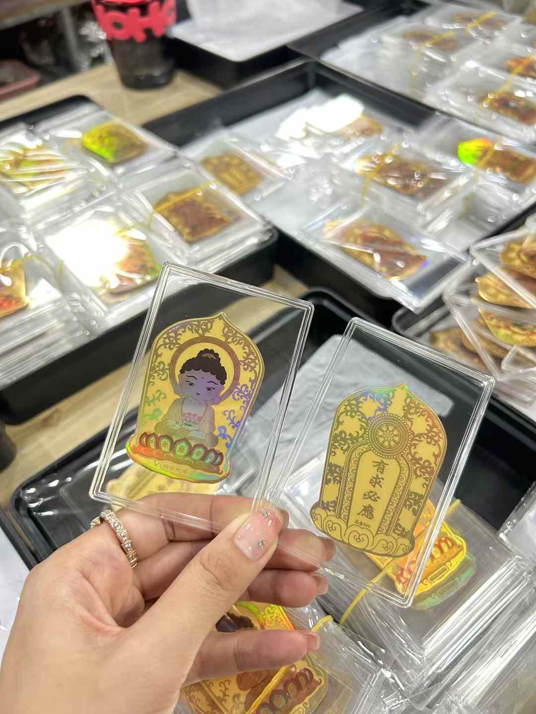 Gold phone sticker with Mahasthamaprapta Bodhisattva [Guardian of the Horse]