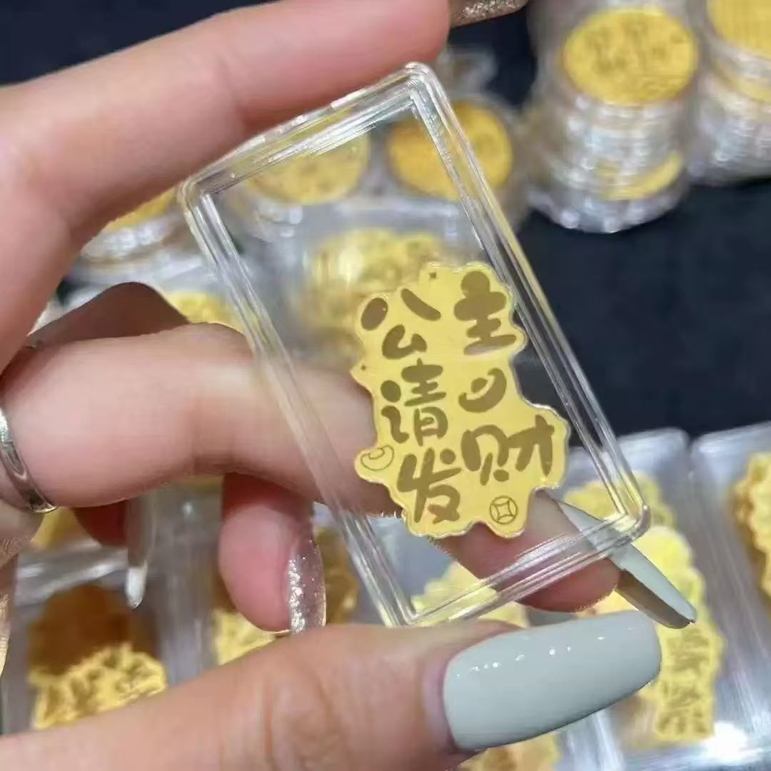 Gold 999 pure gold 2mg mobile phone sticker, a gift of the God of Wealth for getting rich