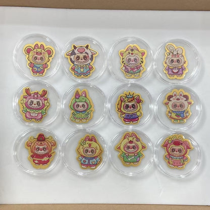 Gold zodiac monkey mobile phone sticker Labubu