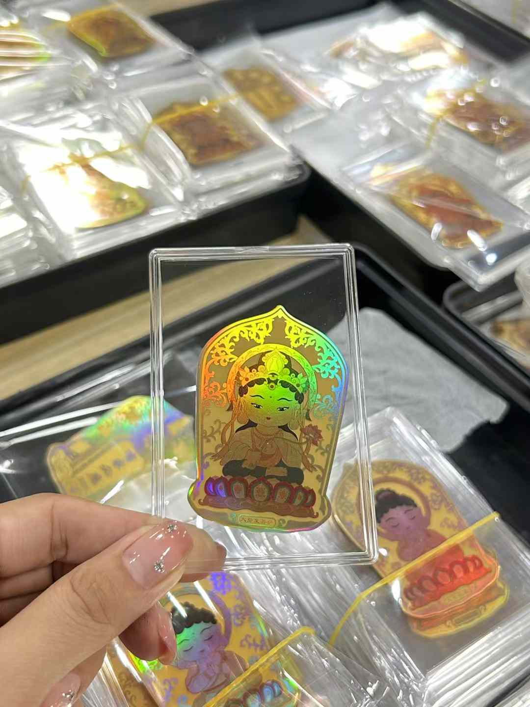 Gold phone sticker with Mahasthamaprapta Bodhisattva [Guardian of the Horse]