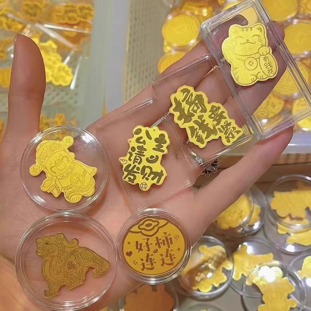 Gold 999 pure gold 2mg mobile phone sticker, a gift of the God of Wealth for getting rich