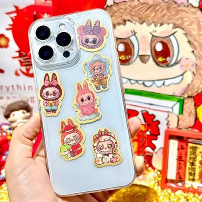 Gold zodiac monkey mobile phone sticker Labubu
