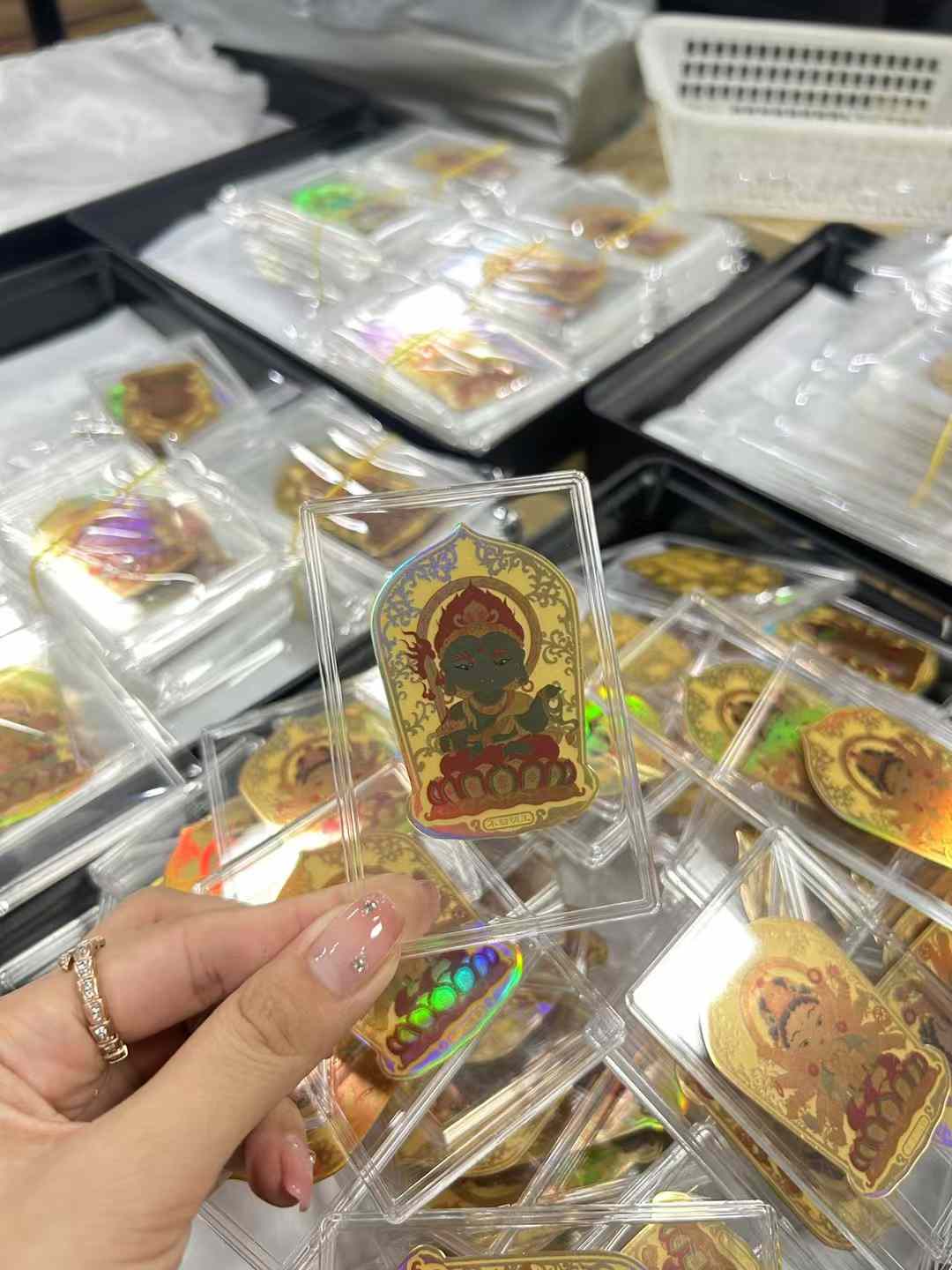 Gold phone sticker with Mahasthamaprapta Bodhisattva [Guardian of the Horse]
