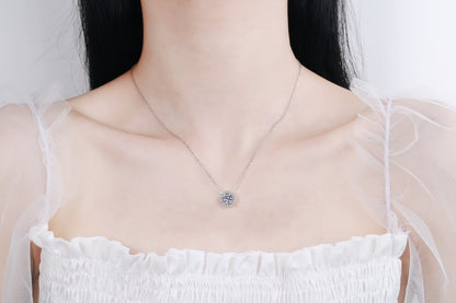 925 Sterling Silver Moissanite Necklace for Women Round Pendant Simple Korean Style Live Streaming Hot Sale Manufacturer Direct Supply One Piece Dropshipping